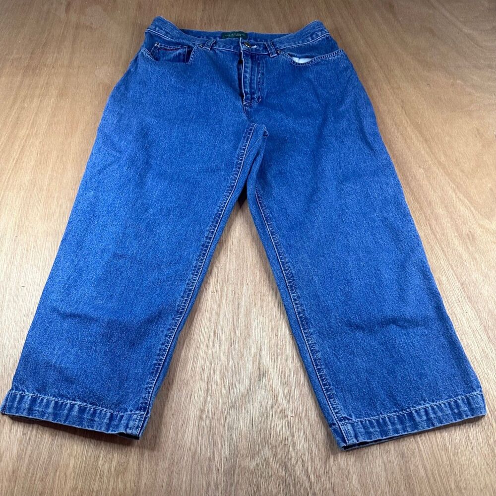 Vintage Y2K Lauren Jeans Co Ralph Lauren Cropped Denim Jeans Blue Sz 8